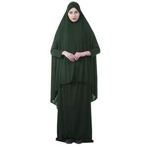 3511 Women's Muslim Two-piece Prayer Hijab Full Length Islamic Abaya Sets